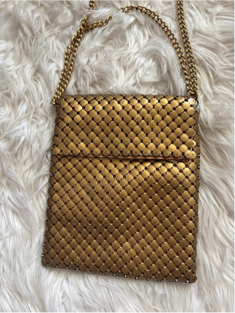 WHITING & DAVIS vintage Brassy Gold Metal Shoulder Bag - Picture 3 of 9
